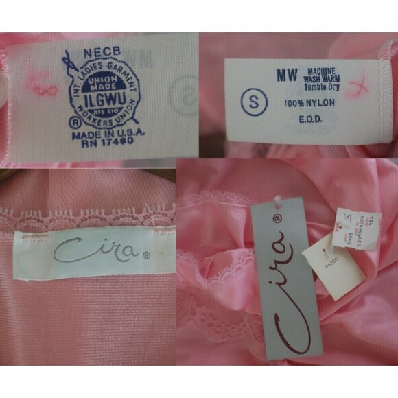 Vintage Union Cira Women Size S Pink Satin Lace Pullover Nightgown Semi Sheer - Picture 3 of 16